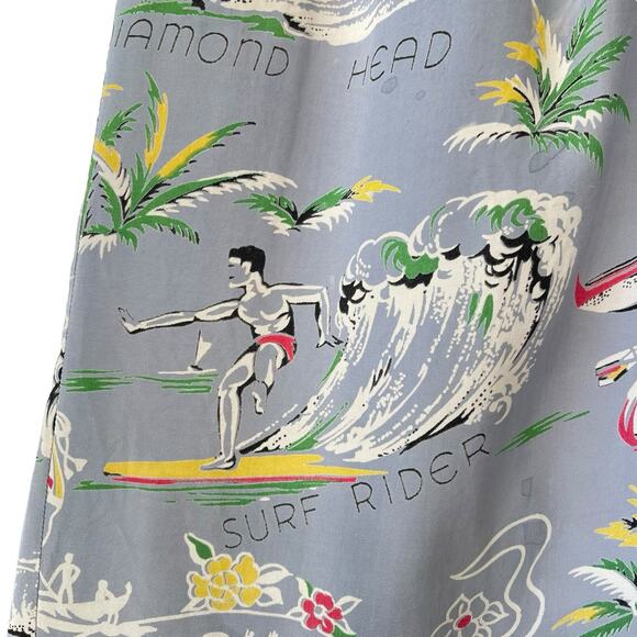 Vintage 1940’s/50’s Surf/ Fishing Print Hawaiian Muu-Muu Dress, Small - Picture 12 of 12